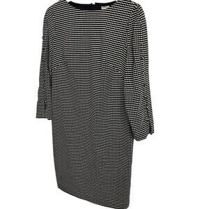 Chico’s Size 00 (US 2) Mini Dot Shift Dress Black White 3/4 Sleeve Work Casual